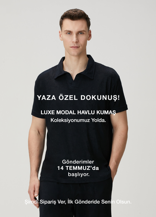 Qsimple Towelling Polo Luxe Modal Lacivert Muscle Up Fit T-Shirts