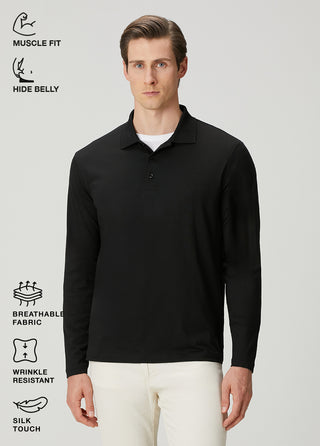 Milano | Polo Uzun Kollu – Qsimple Muscle Up Fit T-shirt - Siyah My Store