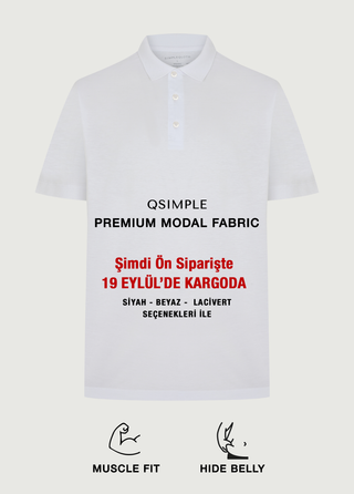Monaco | Polo Kısa Kollu – Qsimple Muscle Up Fit T-shirt - Beyaz