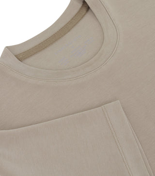 OSAKA | Rayon Luxe Touch - Kırışmaz - Qsimple Muscle Up Fit Hide Belly Tshirt - Cashmere Latte SIMPLEQLOTH