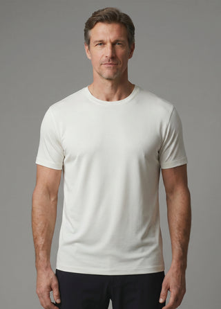 OSAKA | Rayon Luxe Touch - Kırışmaz - Qsimple Muscle Up Fit Hide Belly Tshirt - Off-White SIMPLEQLOTH