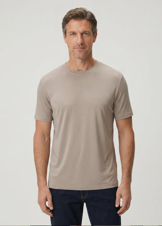 OSAKA | Rayon Luxe Touch - Kırışmaz - Qsimple Muscle Up Fit Hide Belly Tshirt - Cashmere Latte SIMPLEQLOTH