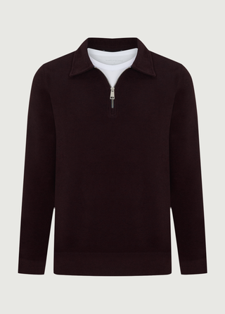St. Moritz | Polo Yarım Fermuarlı Sweatshirt – Bordo-Lacivert Melanj