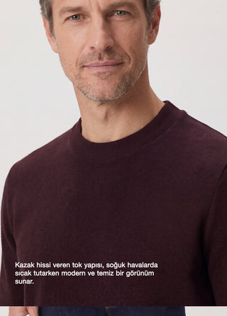 Stockholm | Bisiklet Yaka Sweatshirt-Bordo-Lacivert Melanj My Store