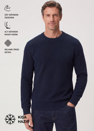 Stockholm | Bisiklet Yaka Sweatshirt-Koyu Lacivert SIMPLEQLOTH