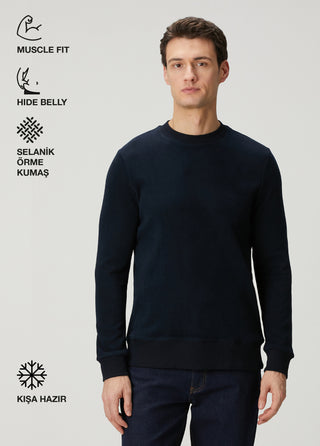 Stockholm | Bisiklet Yaka Sweatshirt-Koyu Lacivert My Store