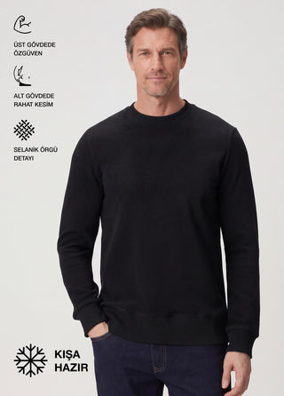 Stockholm | Bisiklet Yaka Sweatshirt-Siyah SIMPLEQLOTH