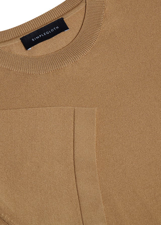 Tokyo | Rayon Silky Knit - Qsimple Muscle Fit Hide Belly Tshirt - Camel My Store