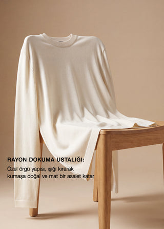 TROIA | Rayon 4 Mevsim - Muscle Up Hide Belly Fit - Uzun Kol Triko Tshirt - Off White SIMPLEQLOTH